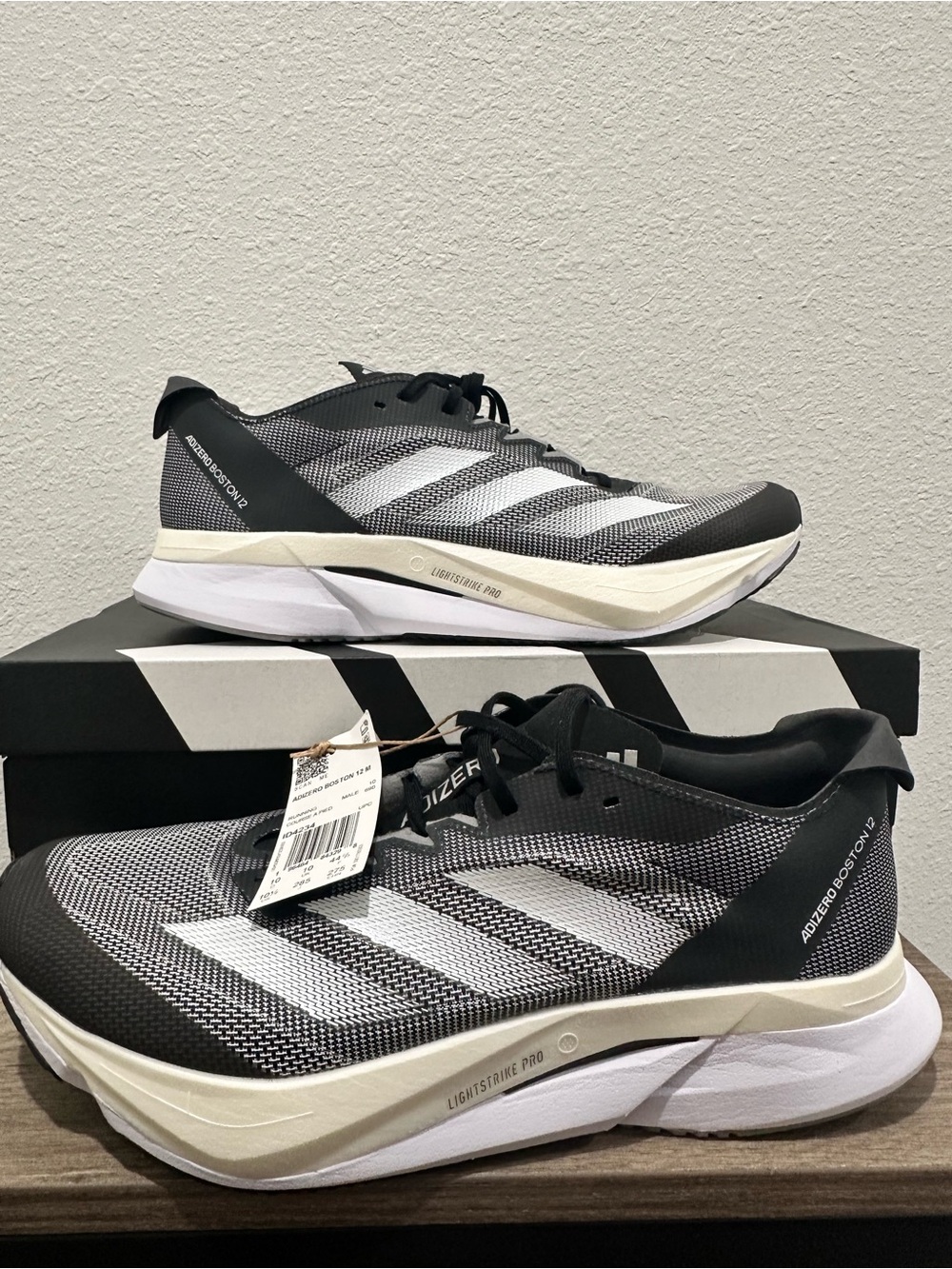 adidas Black, White and Cream Adizero Boston Lightweight Running Shoes